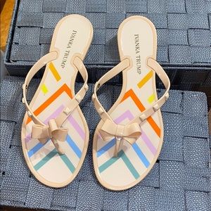 Jelly / Plastic Rockstud Bow Flip Flop Sandals